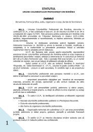 Statut - Uniunea Columbofililor din Romania