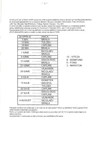 Sedinta definitivare plan de zbor ruta - Moldova - UCPR