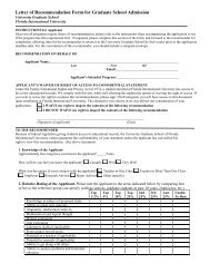 Letter of Recommendation Form for Graduate School Admission