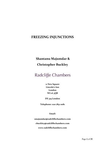 Freezing Injunctions - Radcliffe Chambers