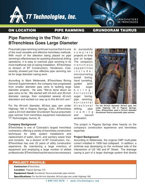 Pipe Ramming in the Thin Air: BTrenchless Goes Large Diameter