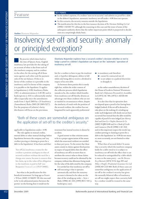 Insolvency set-off and security - Radcliffe Chambers