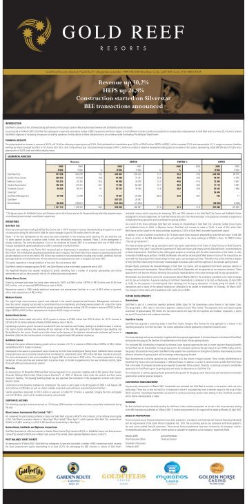 Reviewed Preliminary Financial Results - Tsogo Sun