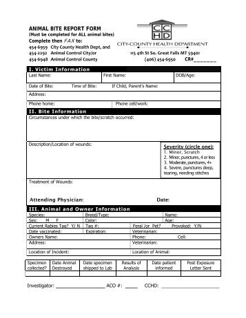 animal bite report form - Cascade City-County Health Department