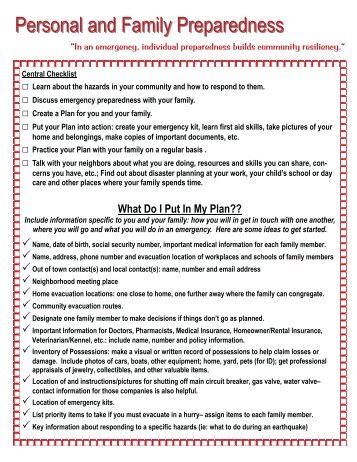 family emergency plan template preppers