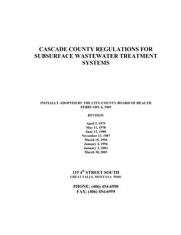 Cascade County Regulations for Subsurface Wastewater Treatment ...