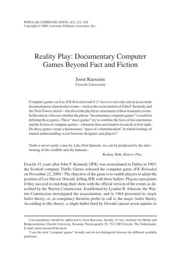 Reality Play: Documentary Computer Games Beyond Fact and Fiction