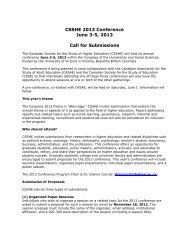 CSSHE 2013 Conference June 3-5, 2013 Call for Submissions