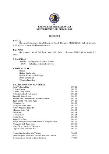 Destek Hizmetleri Müdürlüğü Prosedürü (154 KB) - Kartal Belediyesi