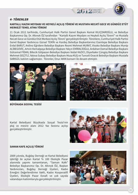 t.c. kartal belediye başkanlığı 2012 yılı faaliyet ... - Kartal Belediyesi