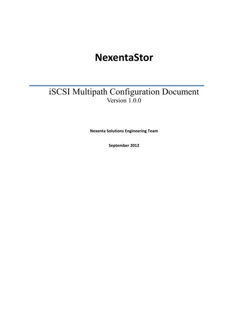 Nexenta ISCSI Multipath Configuration