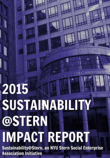 2015 SUSTAINABILITY @STERN IMPACT REPORT