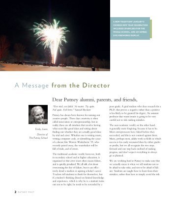 A Message from the Director - The Putney School