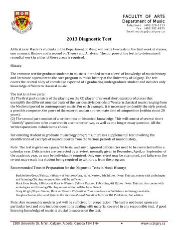 2013 Diagnostic Test - Department of Music - University of Calgary