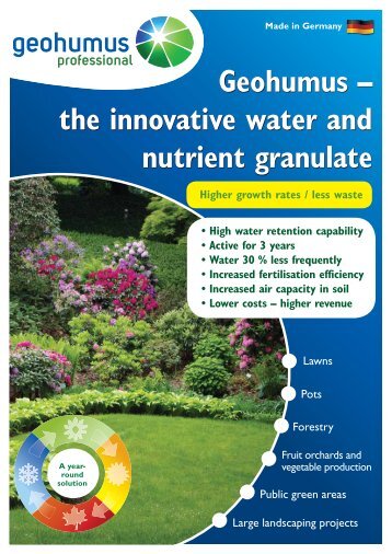 Geohumus â€“ the innovative water and nutrient granulate