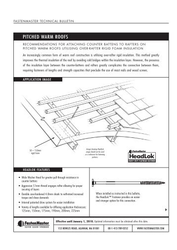 to download the Pitched Warm Roof Bulletin (PDF) - FastenMaster