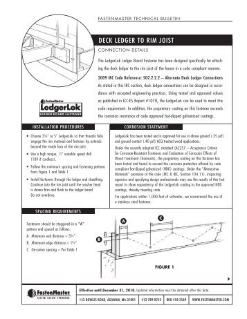 DECK LEDGER TO RIM JOIST - FastenMaster