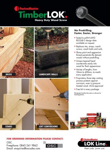 to download the TimberLOKÂ® Sell Sheet UK (PDF) - FastenMaster