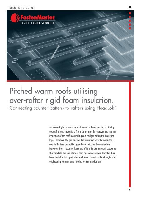 Pitched warm roofs utilising over-rafter rigid foam ... - FastenMaster