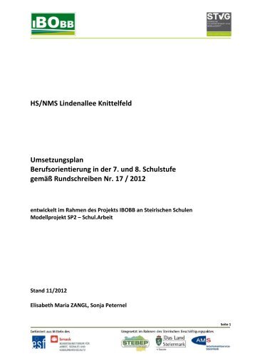 IBOBB Umsetzungskonzept HS NMS Lindenallee - STEBEP