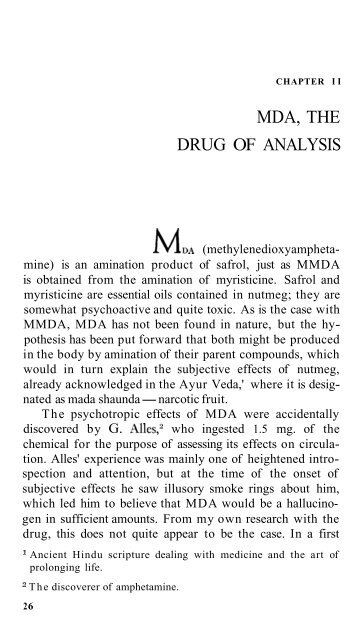 MDA, The Drug of Analysis - Claudio Naranjo