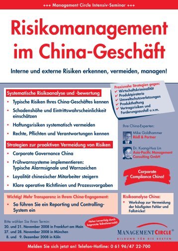 Risikomanagement im China-GeschÃ¤ft - Asia-Pacific Management ...