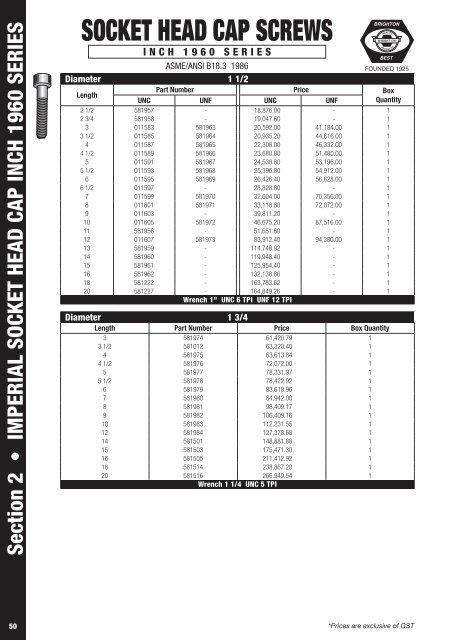 Imperial - RGA and PSM Fasteners