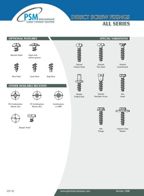 DIRECT SCREW FIXINGS - RGA and PSM Fasteners