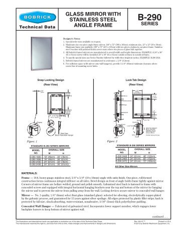 Mirror With Stainless Steel Angle Frame B Bobrick Glass Mirror With Stainless Steel Angle Frame Bobrick