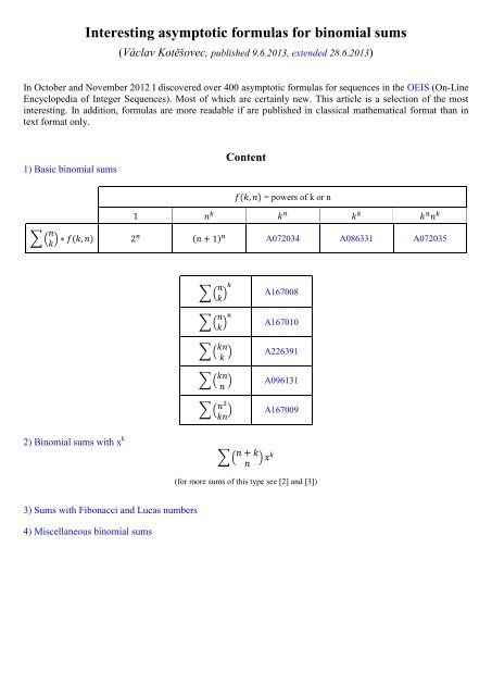 Interesting asymptotic formulas for binomial sums