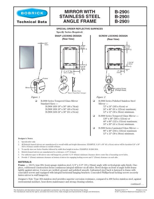 MIRROR WITH STAINLESS STEEL ANGLE FRAME B ... - Bobrick