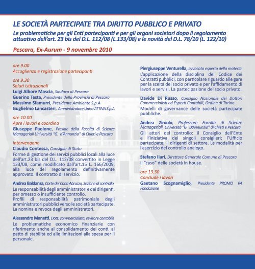 Invito al Convegno Le SocietÃ  Partecipate tra diritto ... - Ambiente Spa