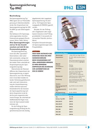 Spannungssicherung Typ 8962 - ESN BahngerÃÄªte GmbH