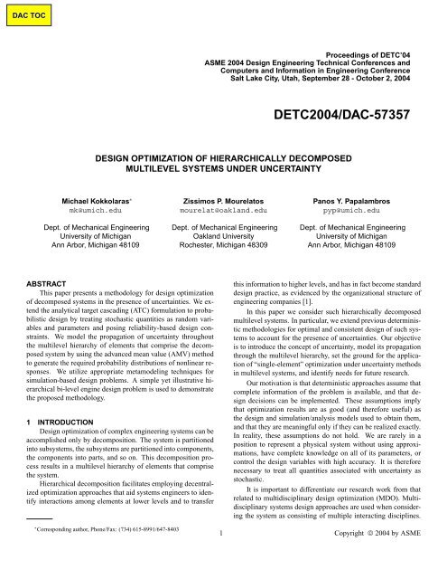 Design Optimization of Hierarchically Decomposed Multilevel ...