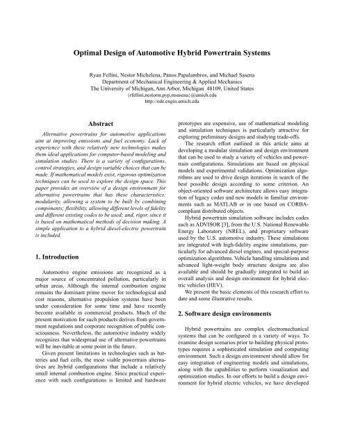 Optimal Design of Automotive Hybrid Powertrain Systems