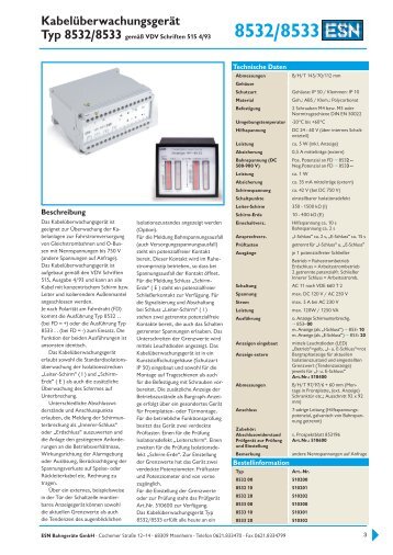 KabelÃ¼berwachungsgerÃ¤t - ESN BahngerÃÄªte GmbH