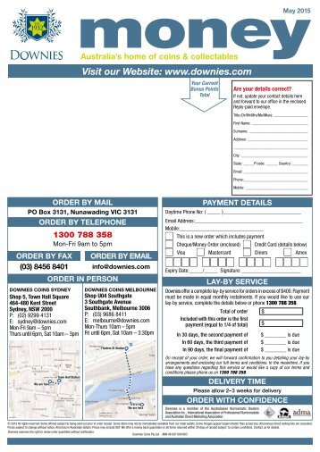 Downies May Money 2015 - ORDER FORM