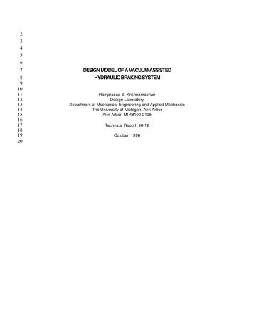 Design Model of a Vacuum-Assisted Hydraulic Braking System