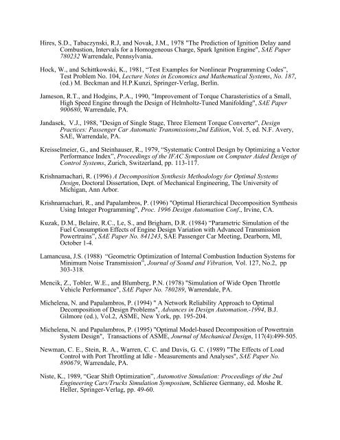 Decomposition Analysis of an Automotive Powertrain Design ...