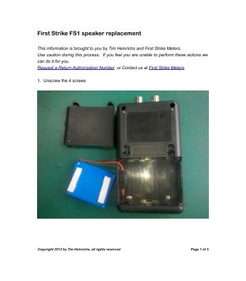 First Strike FS1 Speaker Replacement - First Strike Meters