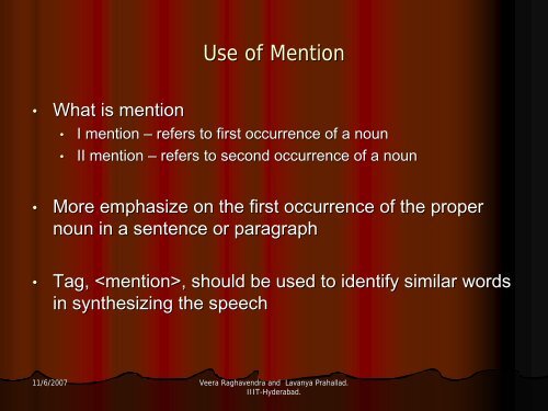 Pronunciation of Nouns in Text to Speech systems - IIIT Hyderabad