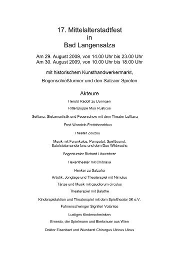 17. Mittelalterstadtfest in Bad Langensalza