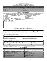 SPECIAL EDUCATION REFERRAL FORM REASON FOR ...