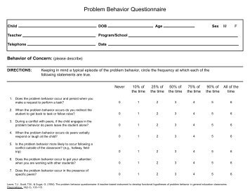 Problem Behavior Questionnaire