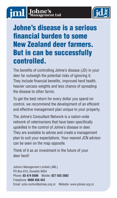 to find a Johnes consultant in your region - Deer Industry New Zealand