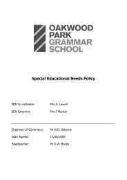 Special Educational Needs Policy - Oakwood Park Grammar School