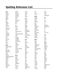 Download Spelling Reference List - Reading Manipulatives