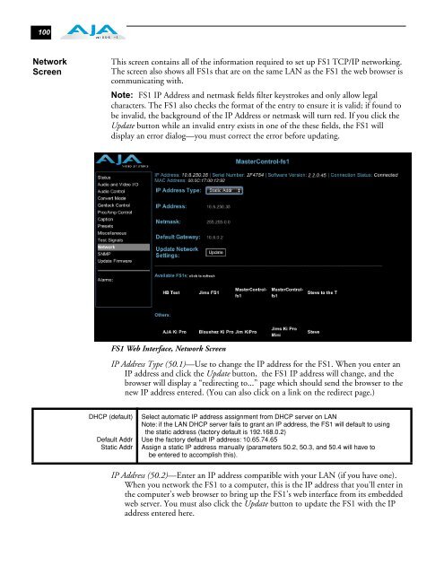 AJA FS1 Installation and  Operation Guide