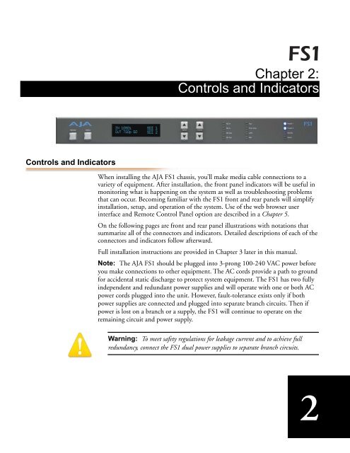 AJA FS1 Installation and  Operation Guide