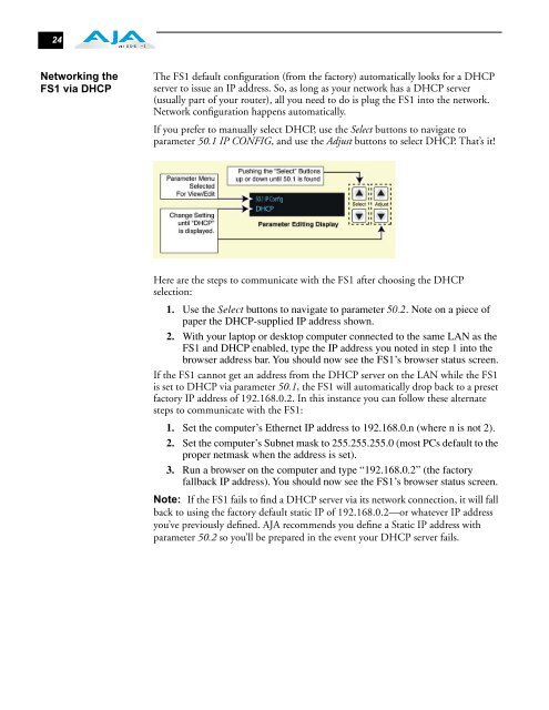 AJA FS1 Installation and  Operation Guide